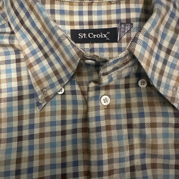 St Croix Button Up Plaid Shirt X-Large xl - Picture 3 of 3